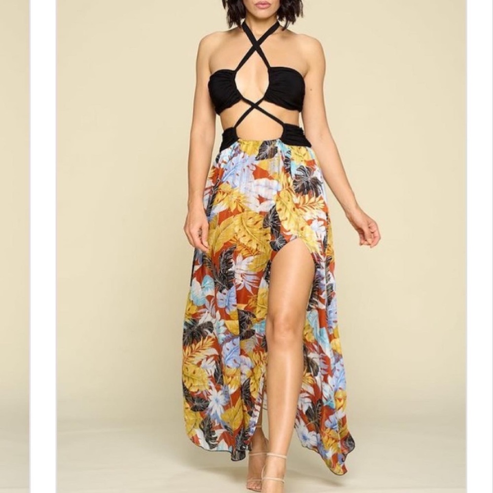 Sexy Floral Sleeveless Maxi Dress